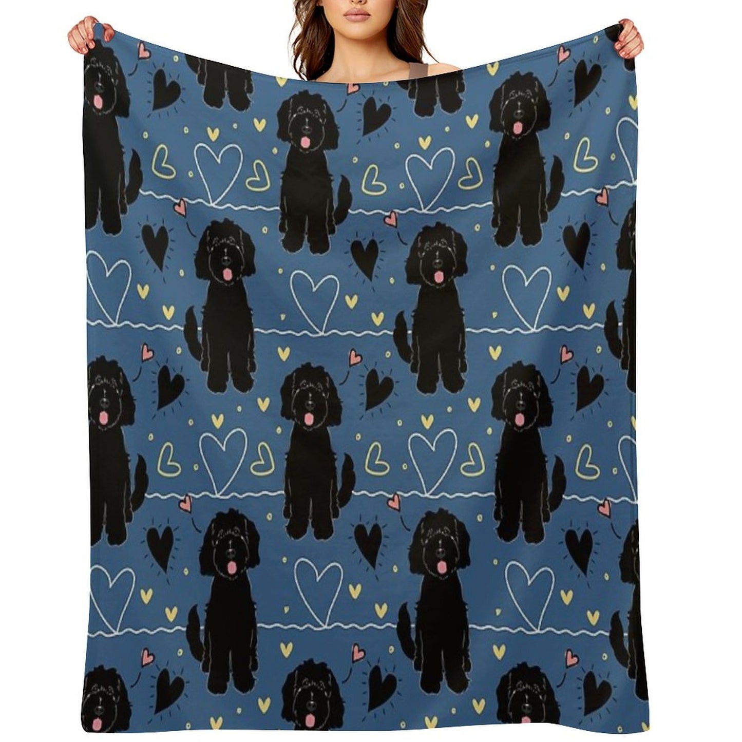 LOVE Black Goldendoodle Dog Throw Blanket