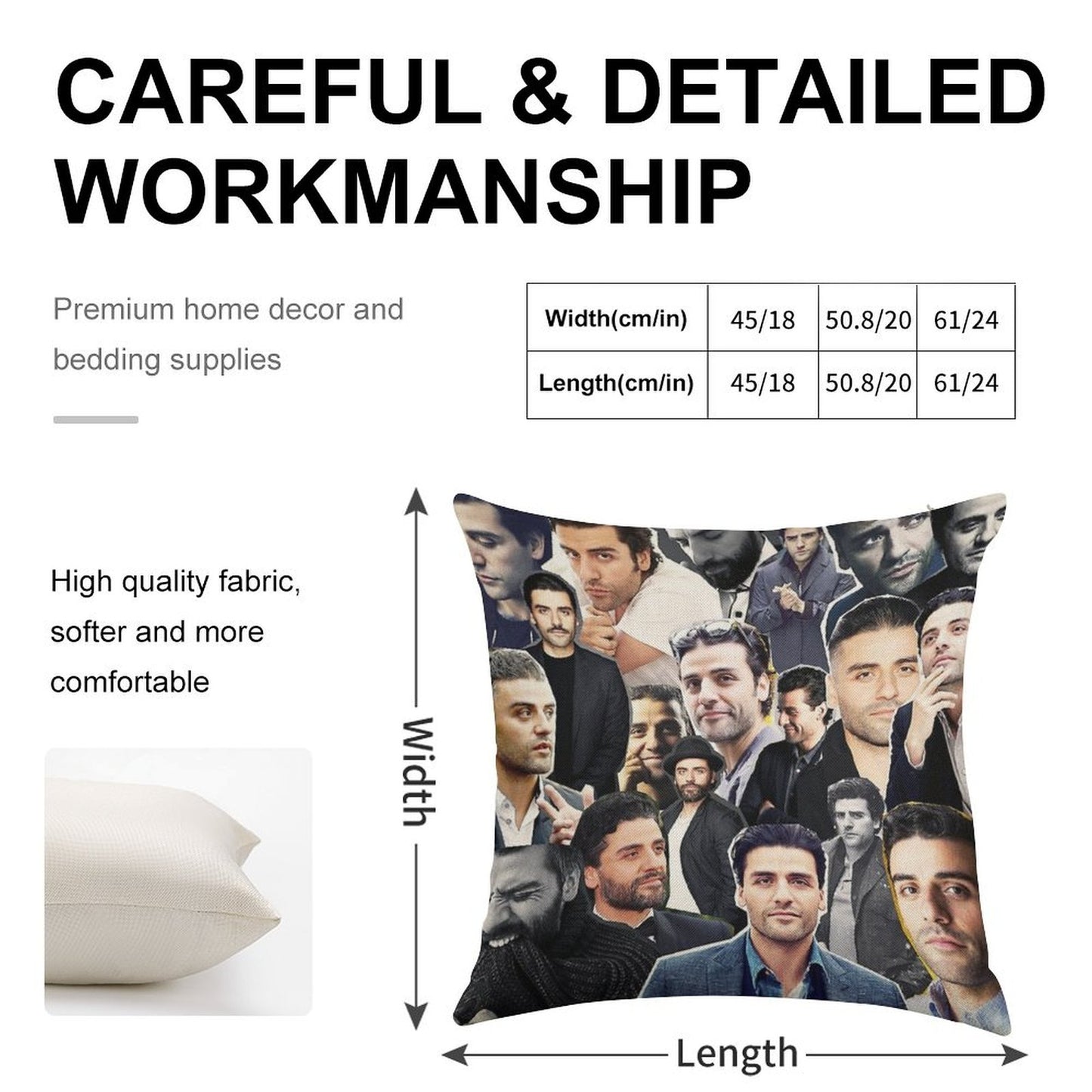 Oscar Isaac Collage Linen Throw Pillow Cover