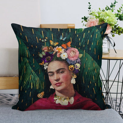 Frida Kahlo  World Women's Day Linen Throw Pillow Cover