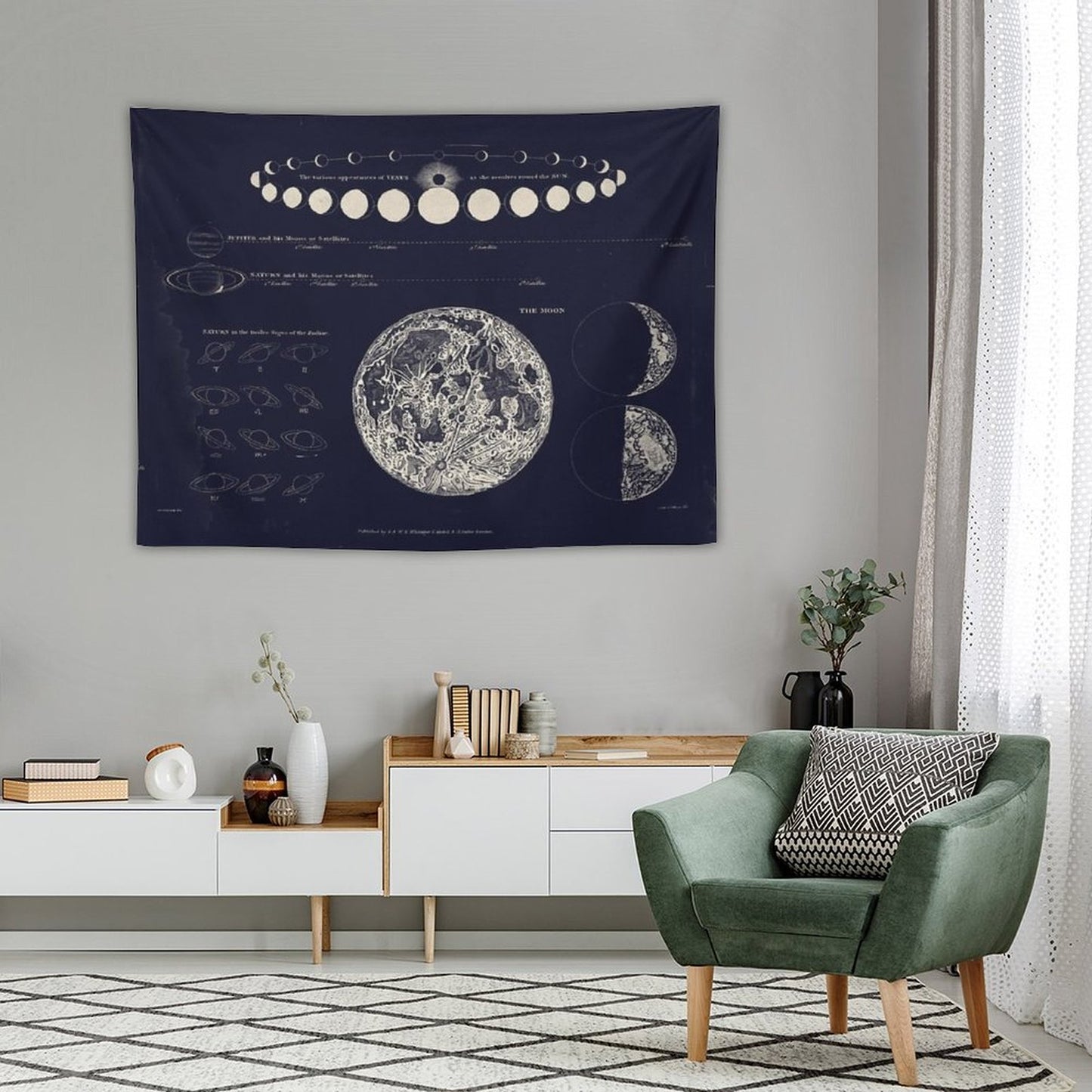 Saturn, Venus & Moon Astronomy Chart Tapestry