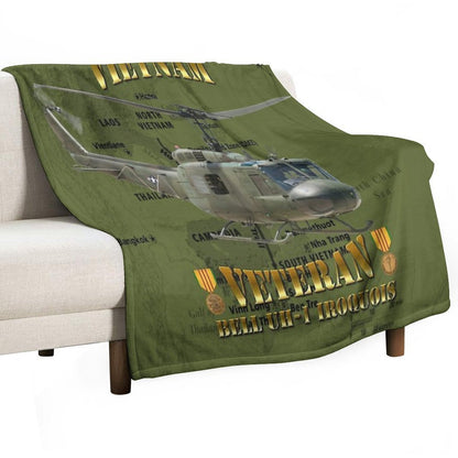 UH-1 Iroquois 'Huey' Vietnam Veteran Throw Blanket