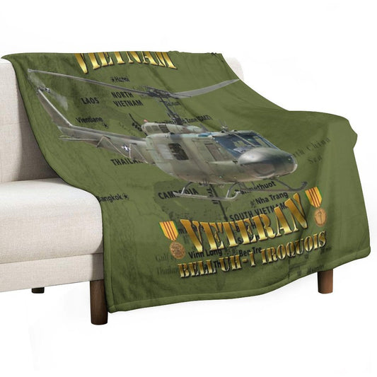 UH-1 Iroquois 'Huey' Vietnam Veteran Throw Blanket