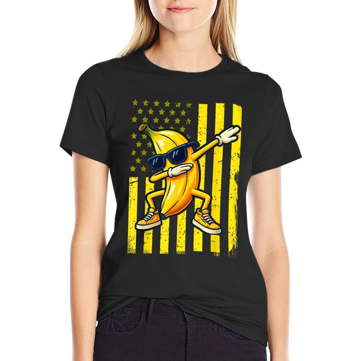 Graphic Banana Retro American Dabbing Banana Lover  Relaxed-fit T-Shirt