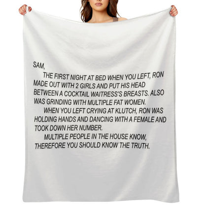 Anonymous Letter to Sammi Throw Blanket