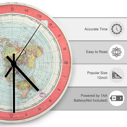 Flat Earth - Gleason's Map Wall Clock
