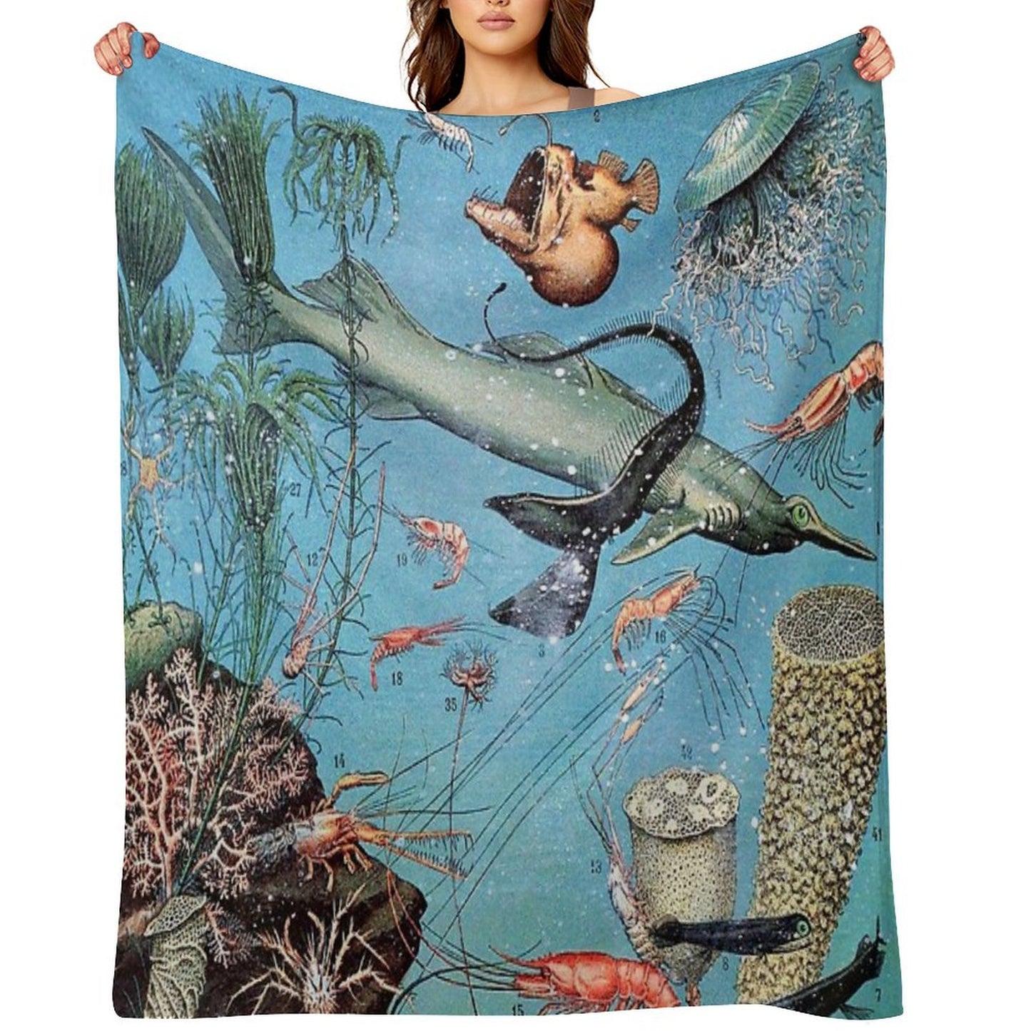 Adolphe Millot - Ocean A - French Vintage Poster Throw Blanket