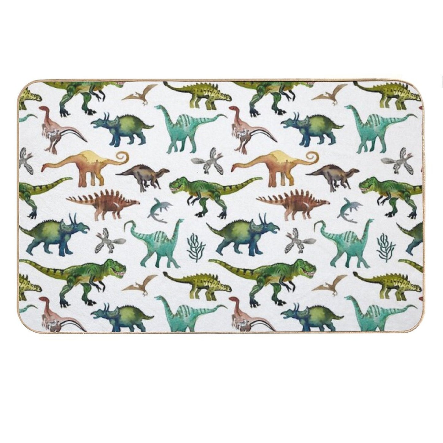 Dino-Mite Dreams for Kids  Trendy Dinosaur Pattern  Unique Gift Idea. Bath Mat