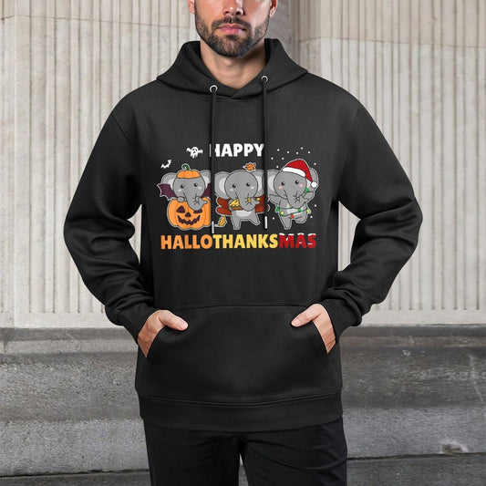 Elephant Christmas Halloween Costume Happy Hallothanksmas Machine Washable Hoodie