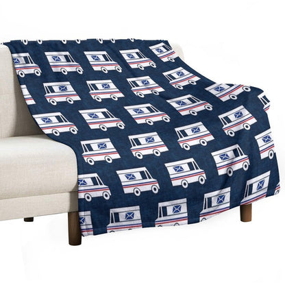 Mail Trucks - Blue Throw Blanket