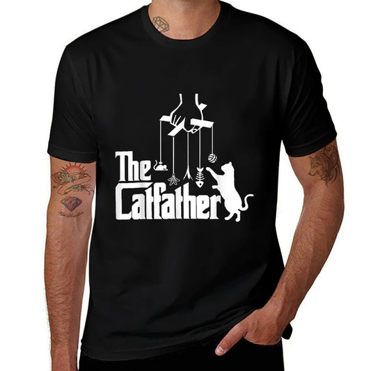 Funny Cat Dad Life The Catfather Fathers Day Mens Vintage  Moisture-wicking T-Shirt