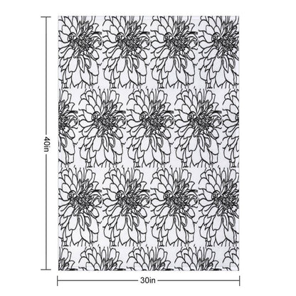 Black And White Dahlia with A Little Bee Throw Blanket