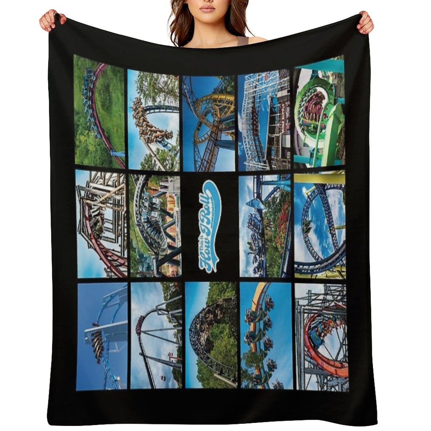 This Is How I Roll Roller Coaster Collage Throw Blanket