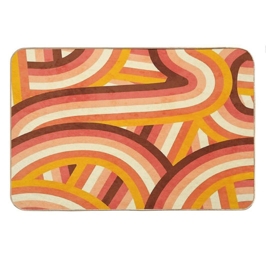Vintage Orange 70's Style Rainbow Stripes Bath Mat