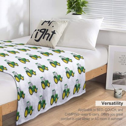 Green Tractors - Farming - Farm Themed Throw Blanket