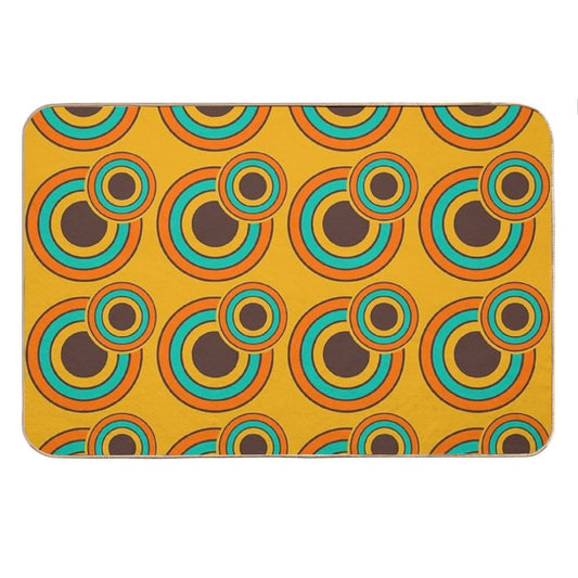 1970's Retro Circles  Vintage 70s Seventies Pattern Bath Mat