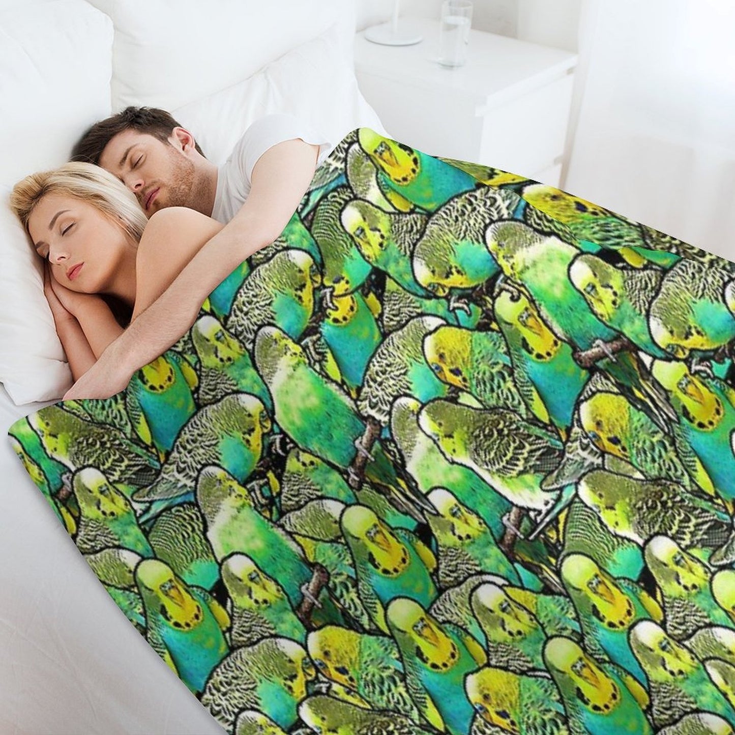 Budgie Pattern Throw Blanket