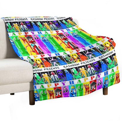 Rainbow Friends Happy Happy Throw Blanket