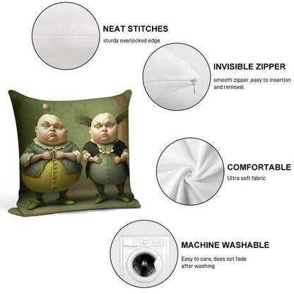 Tweedledee And Tweedledum - The Alice in Wonderland Collection Soft Hidden Zipper Throw Pillow
