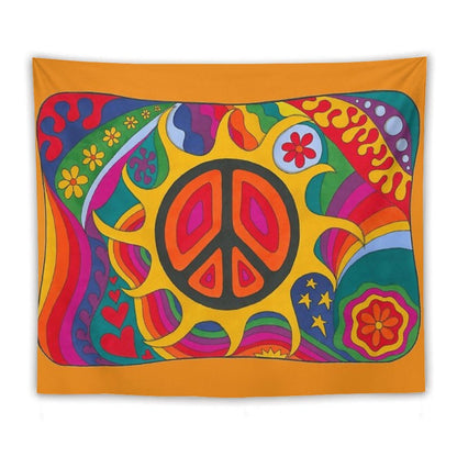 Psychedelic Flaming Peace Tapestry