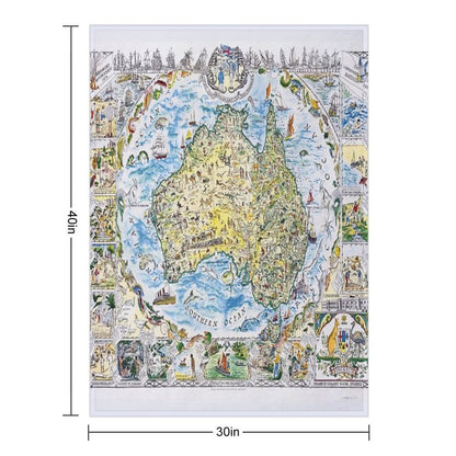 Antique Map of Australia, Patriotism And Resources Throw Blanket