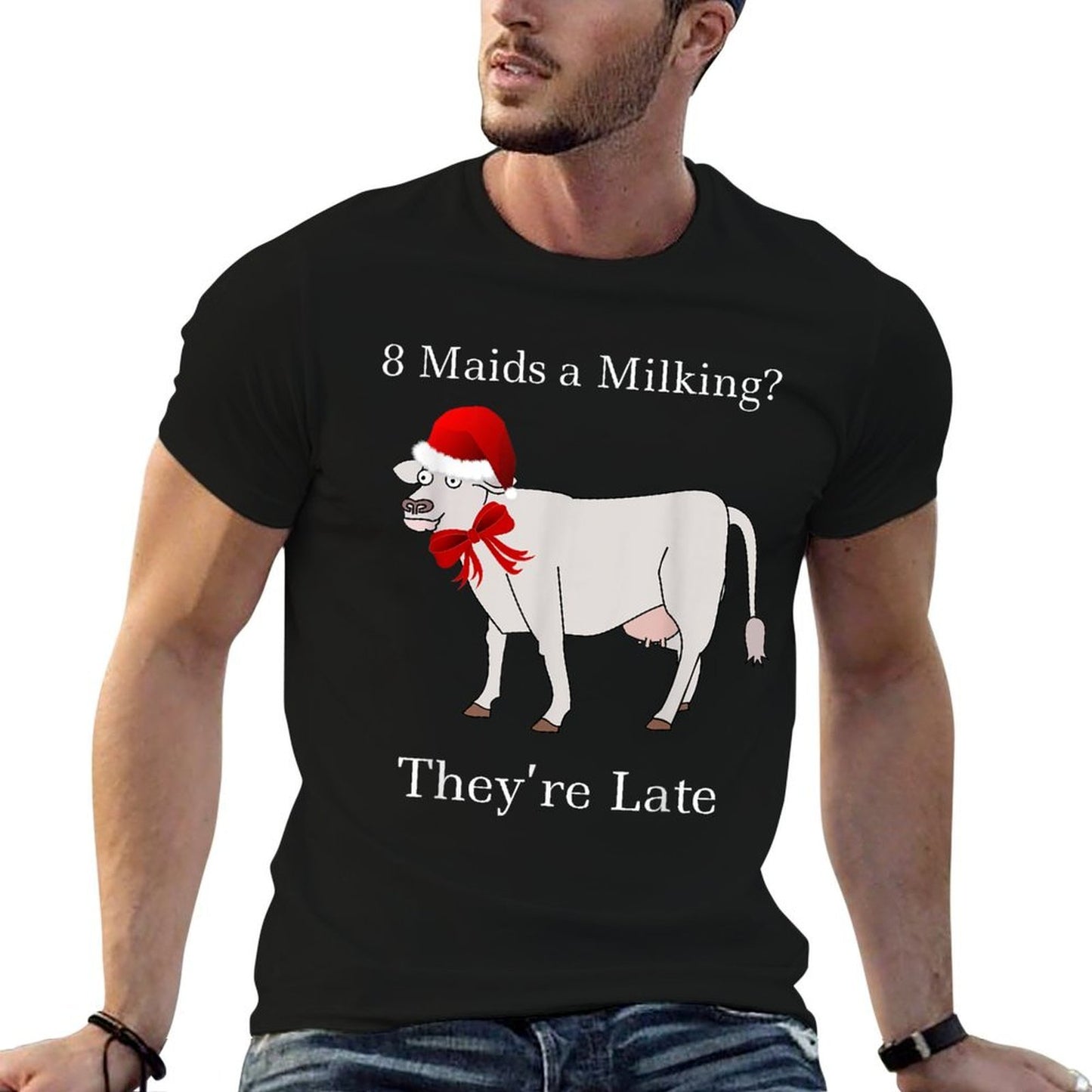Eight Maids Milking Funny Christmas  Relaxed-fit T-Shirt