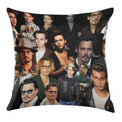 Johnny Depp Sexy Collage Linen Throw Pillow Cover
