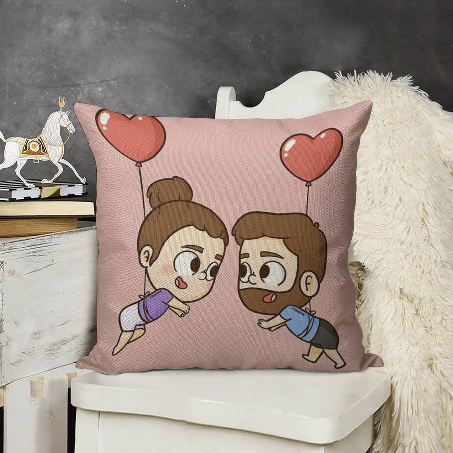 Love Is in The Air - Pibubear Linen Throw Pillow Cover