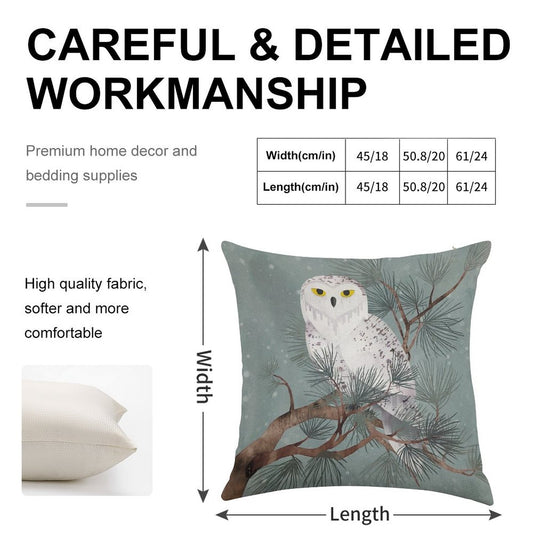 Snowy Linen Throw Pillow Cover