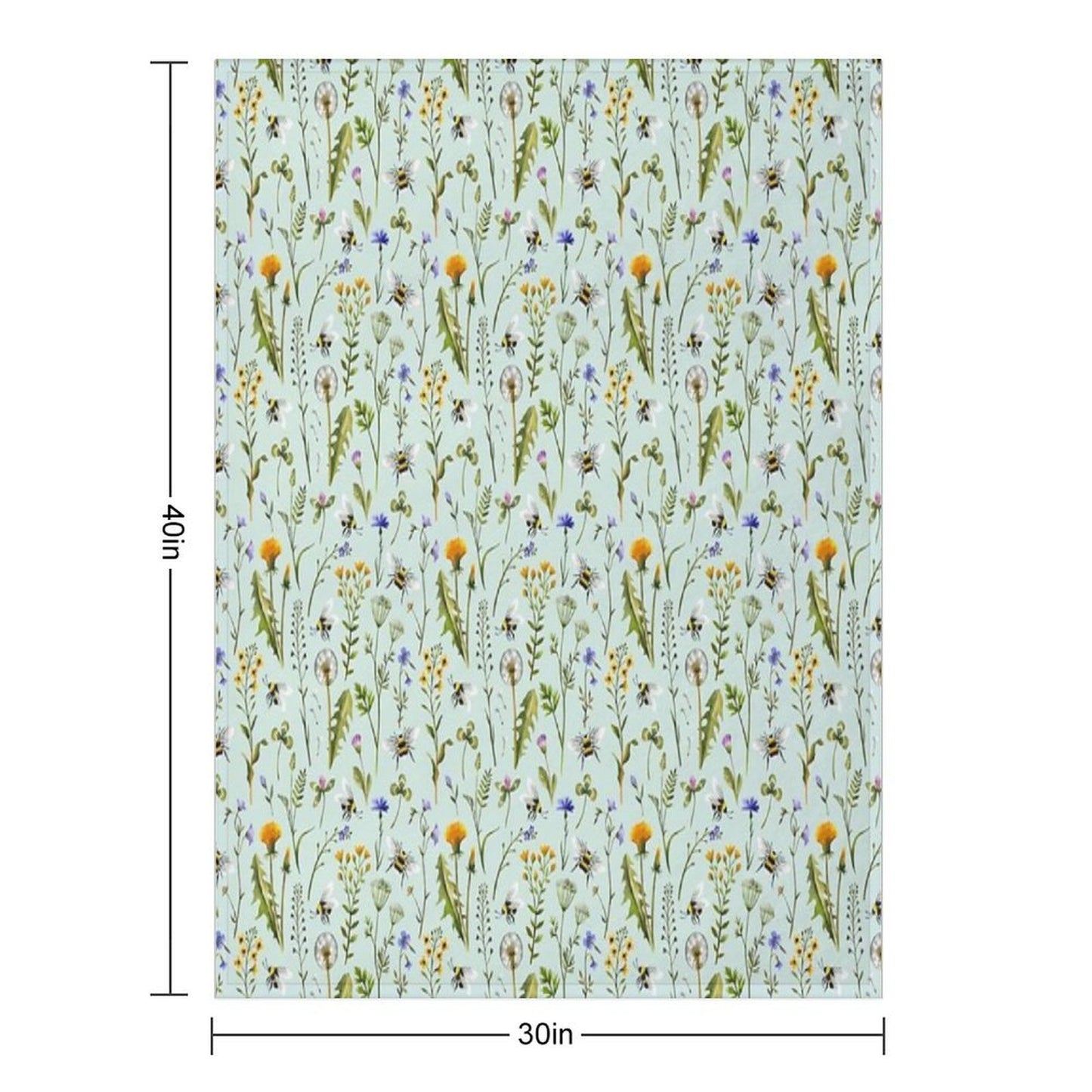 Bees And Wildflowers on Mint Throw Blanket