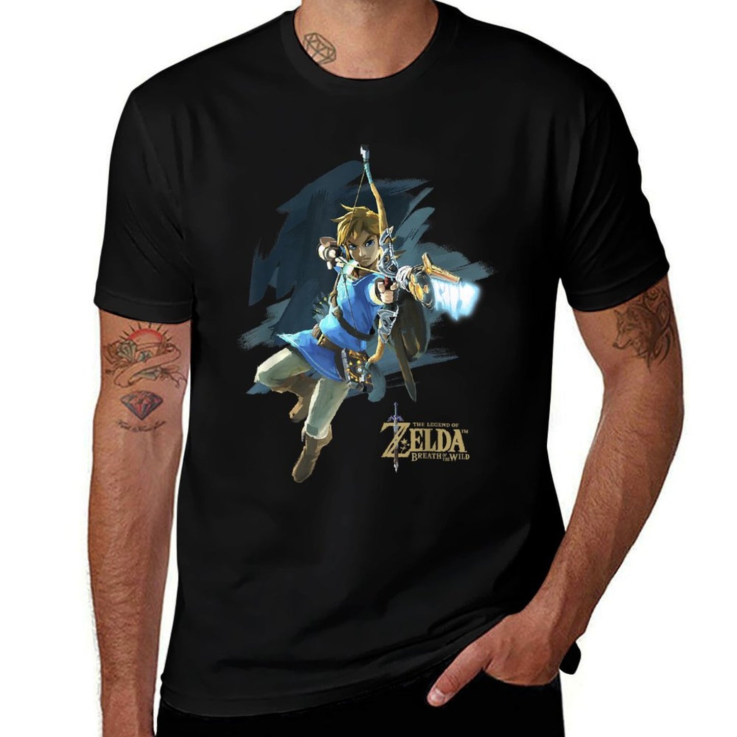 Zelda Breath Of The Wild Link Jump Bow Shot Graphic  Relaxed-fit T-Shirt