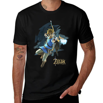 Zelda Breath Of The Wild Link Jump Bow Shot Graphic  Relaxed-fit T-Shirt