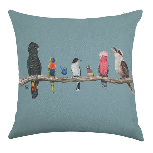 Australian Birds Linen Throw Pillow Cover