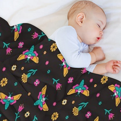 Death's Head Butterflies And Flowers Throw Blanket