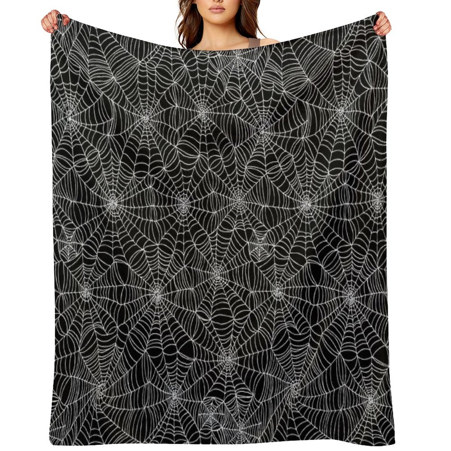 Spider Web Pattern - White on Black by Cecca Designs Throw Blanket