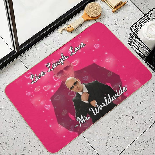 Mr Worldwide Live. Laugh. Love. Bath Mat