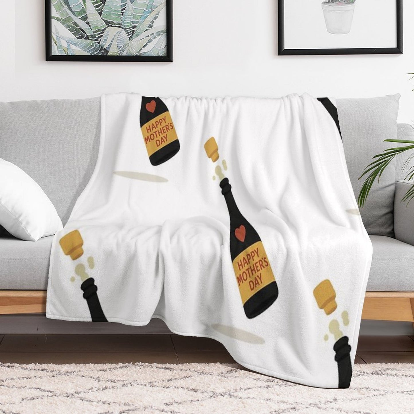 Simple Mom Cheers Symbol, Modern Mother's Day Wishes Throw Blanket