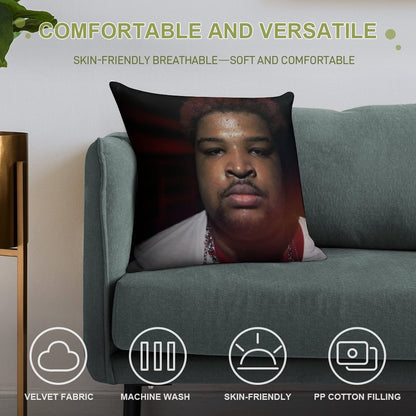 Mario Judah Looking FIRE Soft Reinforced Edging Throw Pillow