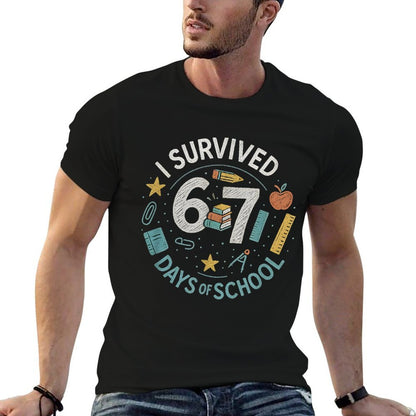 I Survived 6 7 Days of School – Funny 67 Meme Chalkboard  Relaxed-fit T-Shirt