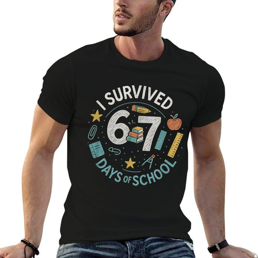 I Survived 6 7 Days of School – Funny 67 Meme Chalkboard  Relaxed-fit T-Shirt