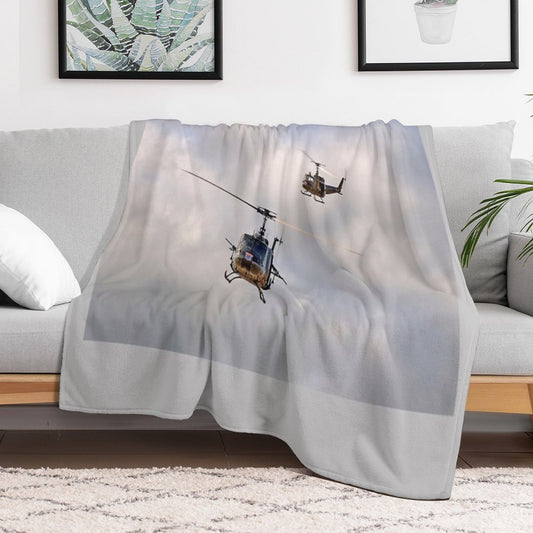 Bell UH-1 Iroquois Helicopters - (A Pair of Hueys) Throw Blanket