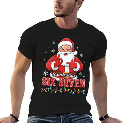 Womens Funny Christmas Santa Says Six Seven 67 Meme Christmas 67  Trendy Pattern T-Shirt