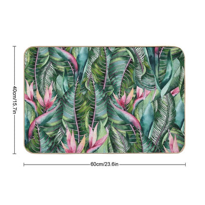Tropical Banana Leaf Print Bath Mat