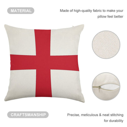 Flag of England (St. George's Cross) Linen Throw Pillow Cover
