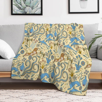 Minoan Fresco Motifs Pattern Throw Blanket