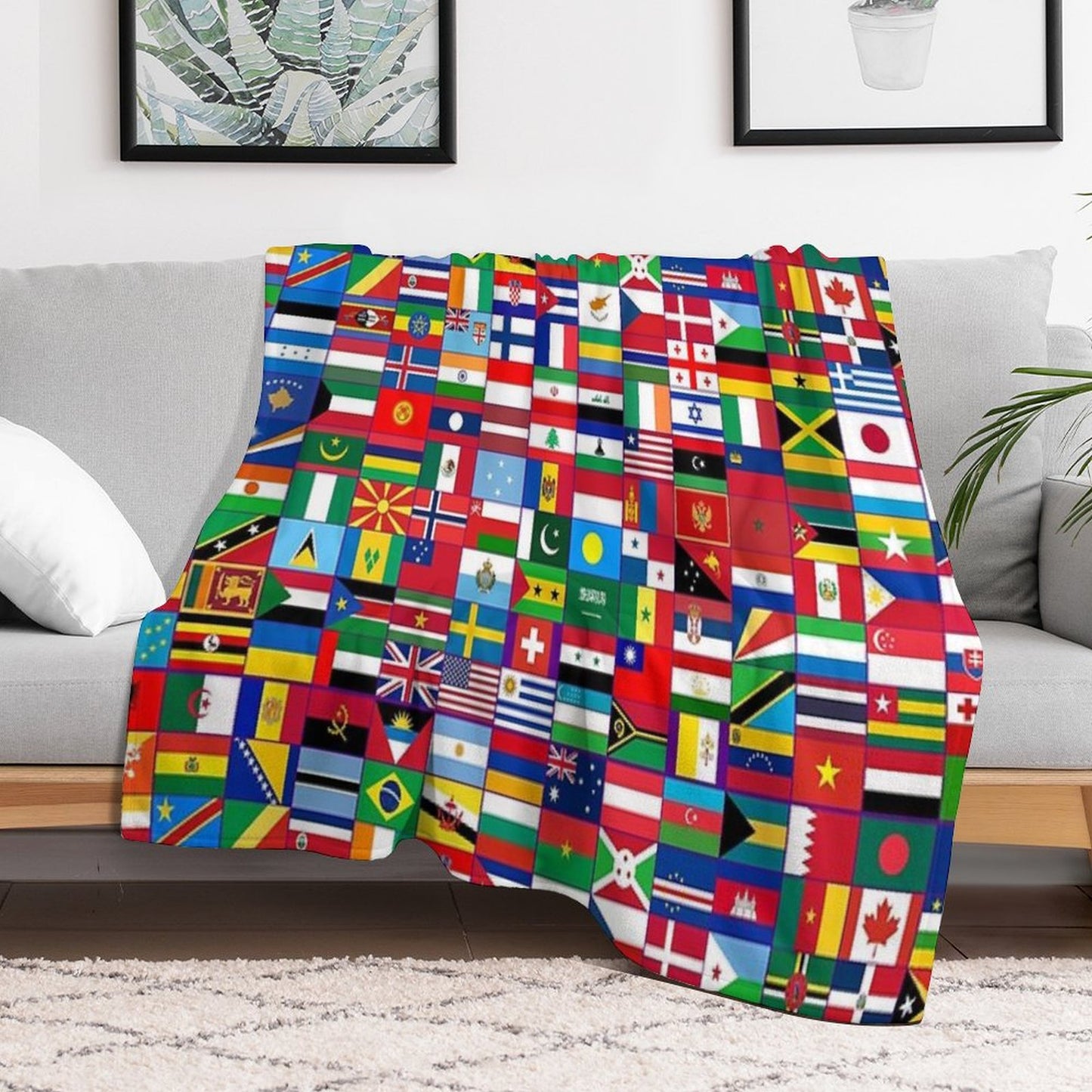 World Flags Throw Blanket