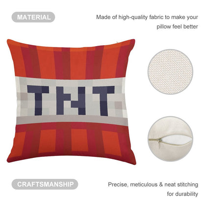 Minecraft TNT Block Linen Throw Pillow Cover