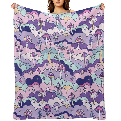 Cosmic Mushrooms Throw Blanket
