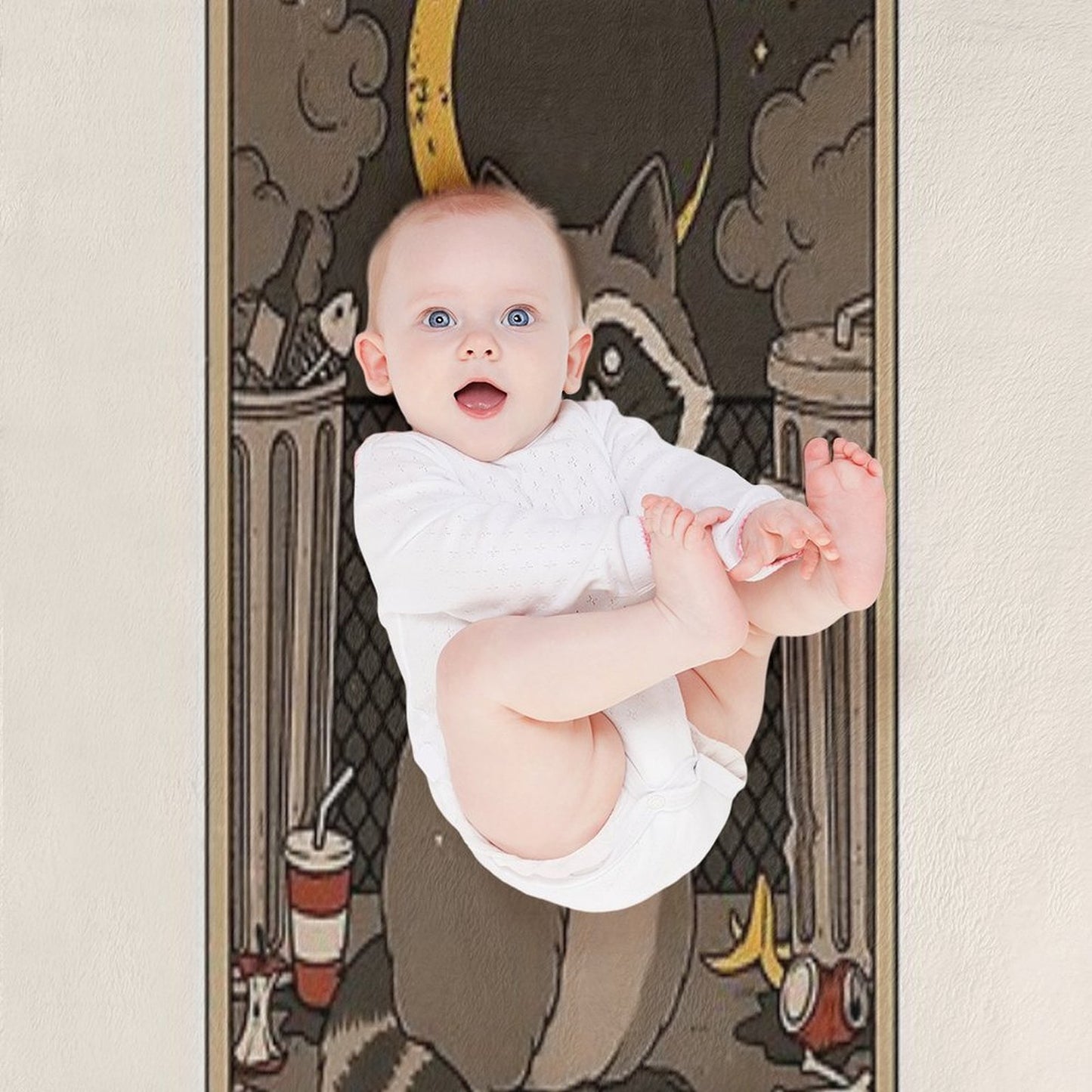 The Moon - Raccoons Tarot Throw Blanket