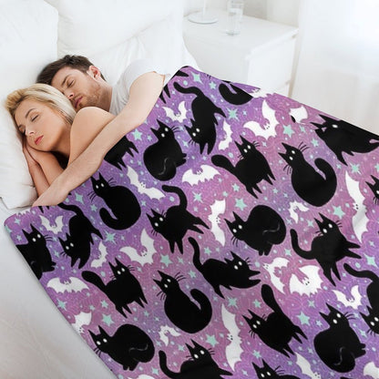 Pastel Halloween with Black Cats Throw Blanket