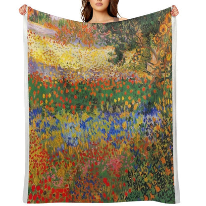 Flower Garden Painting by Vincent Van Gogh Throw Blanket